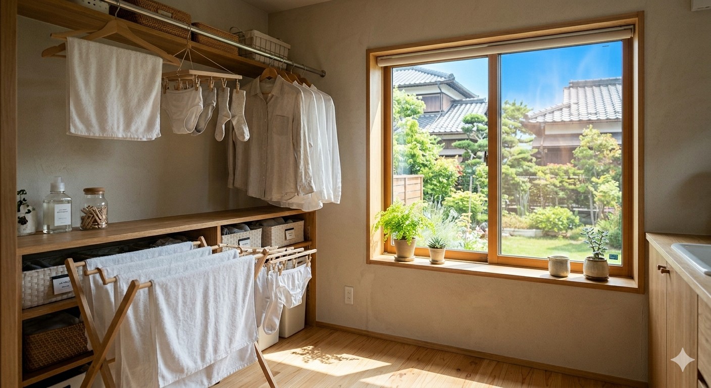 ランドリールームが夏こそ活躍。高性能住宅なら「室内干し」の方が乾く理由
