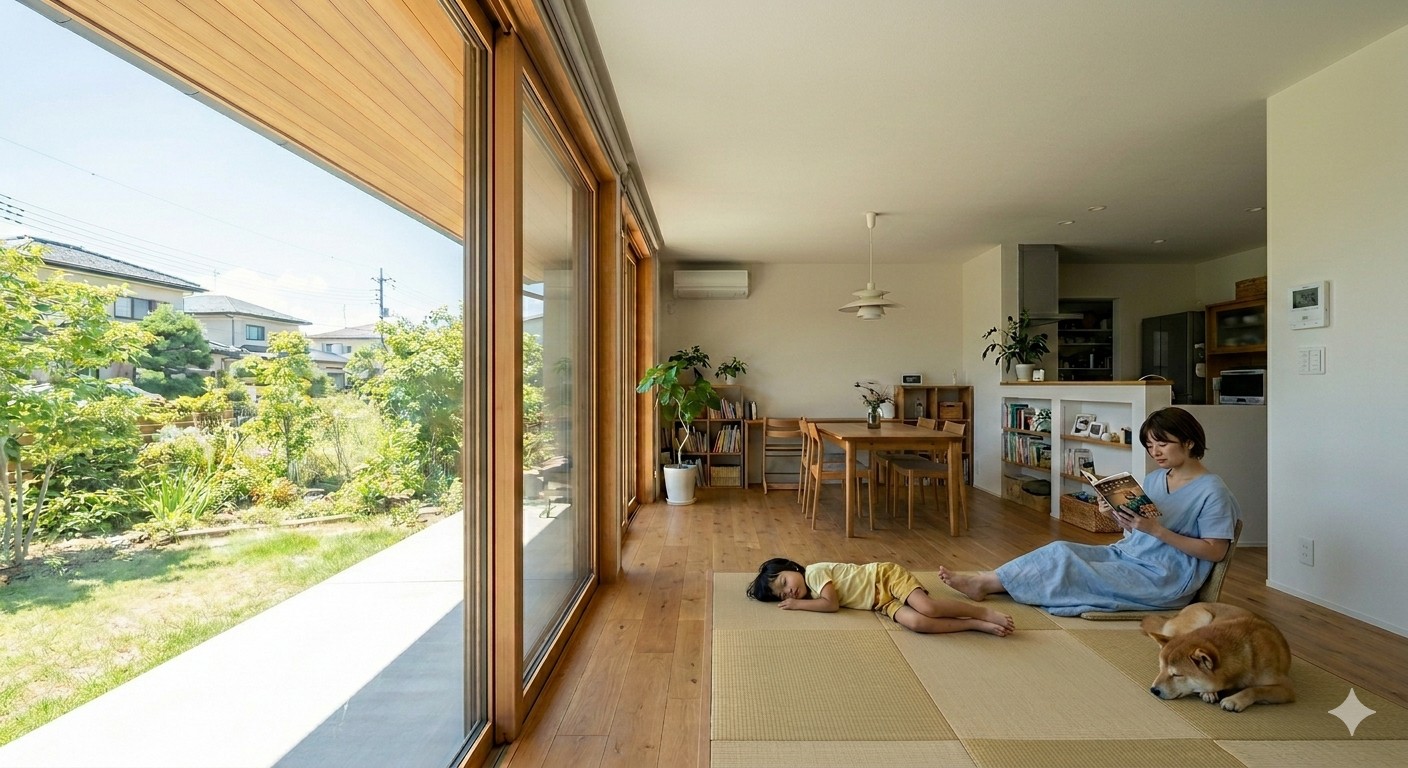 夏の宇都宮は日本トップクラスの暑さ。エアコン1台で冷やす設計