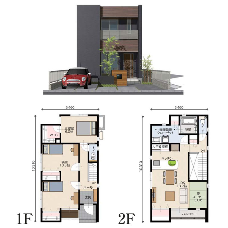 間取り 南玄関 3ldk 31坪 都市型 A いえものがたり株式会社 ジャストオーダー 宇都宮市 注文住宅