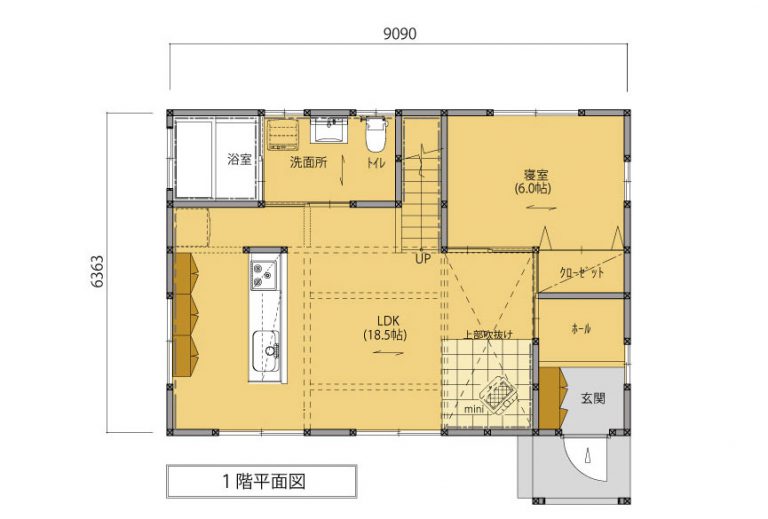 間取り【南玄関 1LDK 23坪 平屋】 いえものがたり株式会社｜ジャストオーダー ＜宇都宮市／注文住宅＞